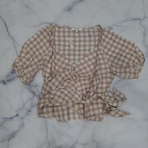 Madewell Gingham Wrap Top